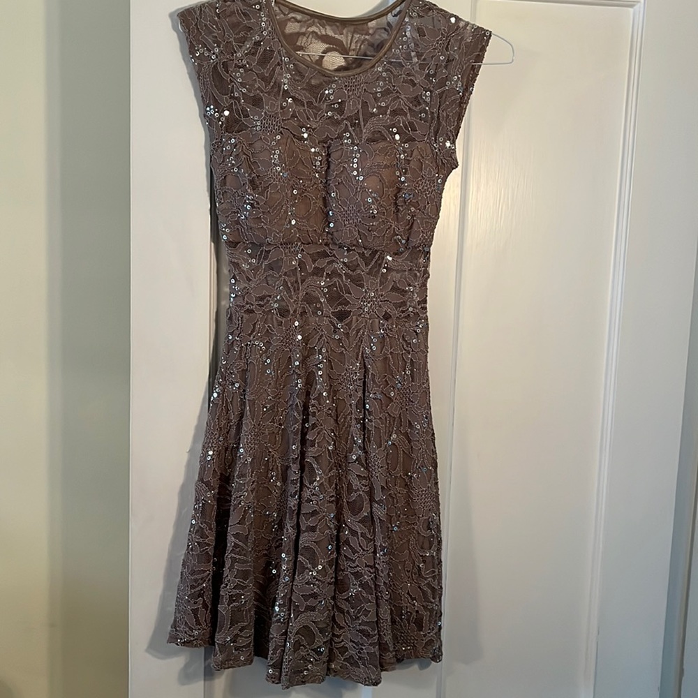 Taupe sequined Junior Dress